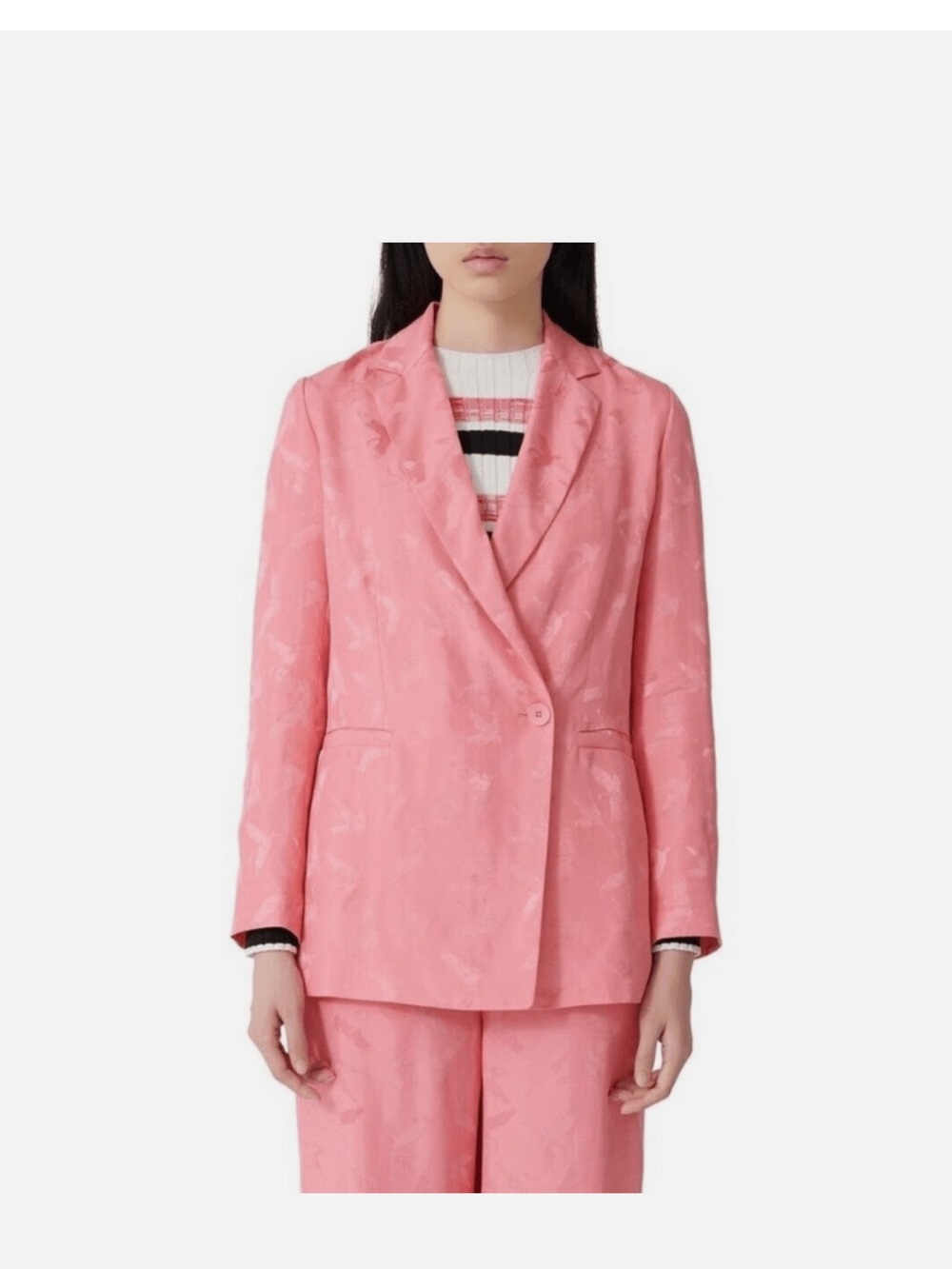 Maje Womens Pink Single-Button jacket and pants SET